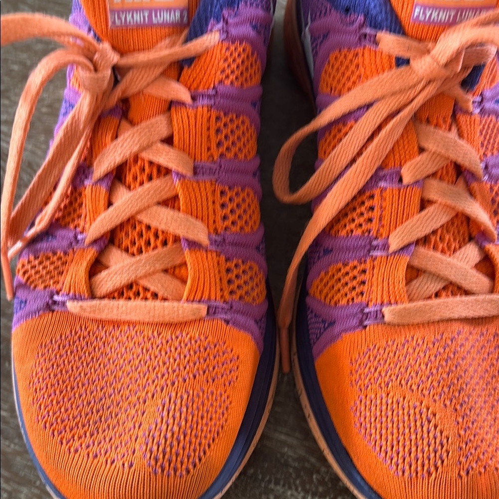 Nike flyknit lunar 2-Orange and Purple Athletic Shoes Lightweight - Picture 4 of 11